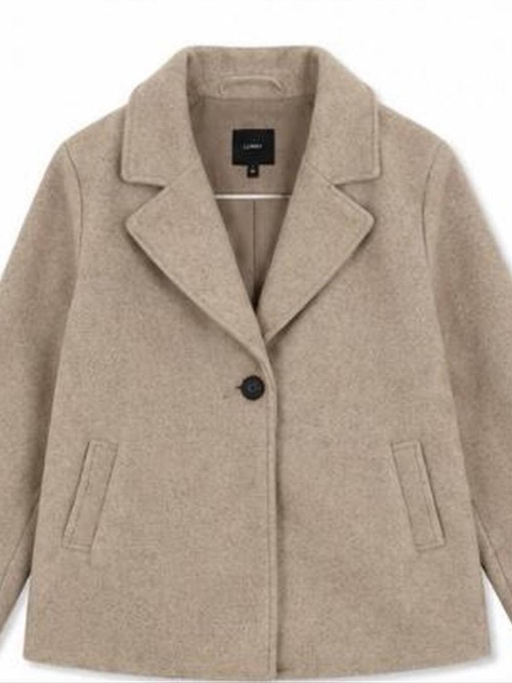 Love Tree Beige Short Peacoat - Women's Wool-Blend Jacket